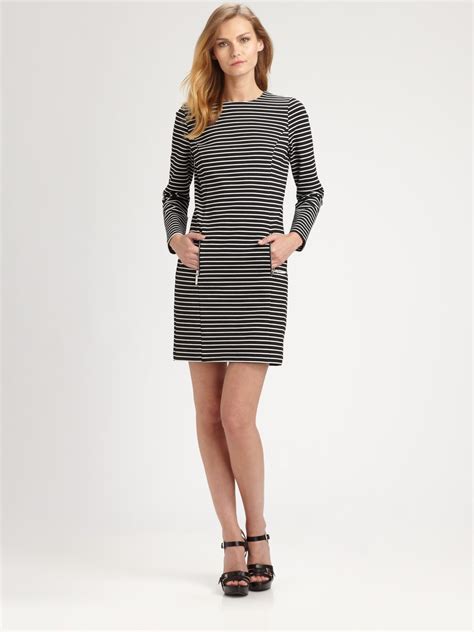 michael michael kors stripe bell sleeve dress|Michael Kors shift dress.